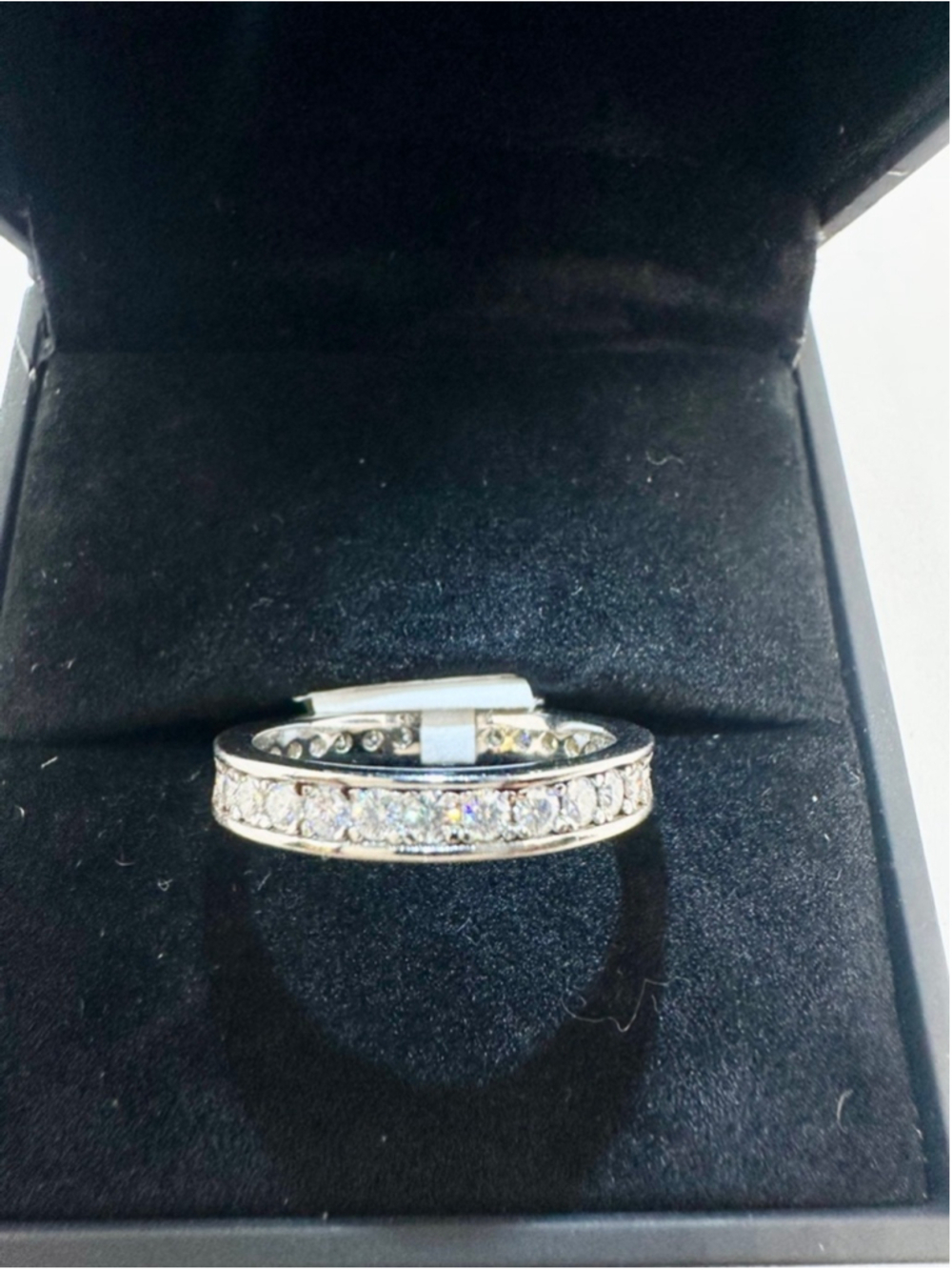 Moissanite Band Channel Set Eternity Ring Wedding Anniversary GRA 18K 925